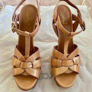 YSL Platform Sandals in Patent Leather